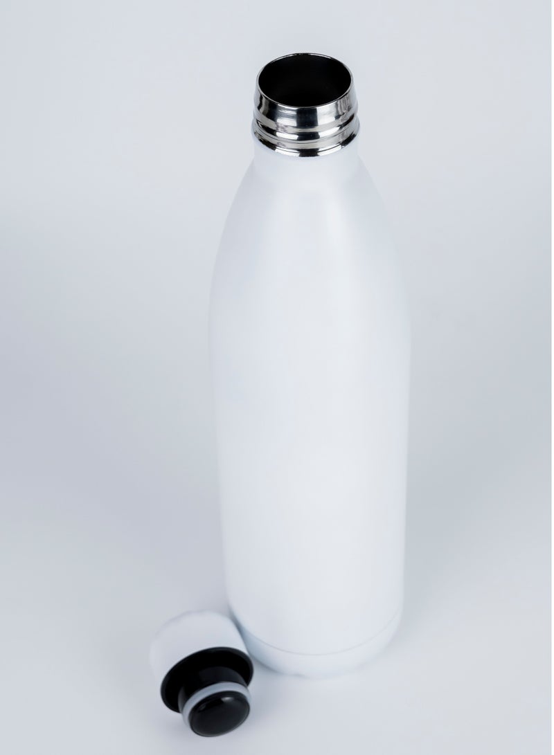 Nessan زجاجة ماء رياضية نيسان 500 مل زجاجة ماء معزولة فراغياً من الفولاذ المقاوم للصدأ زجاجة ماء مقاومة للتسرب بشكل مزدوج الجدار على شكل زجاجة كولا، تحافظ على المشروبات ساخنة وباردة - أبيض - Image 2