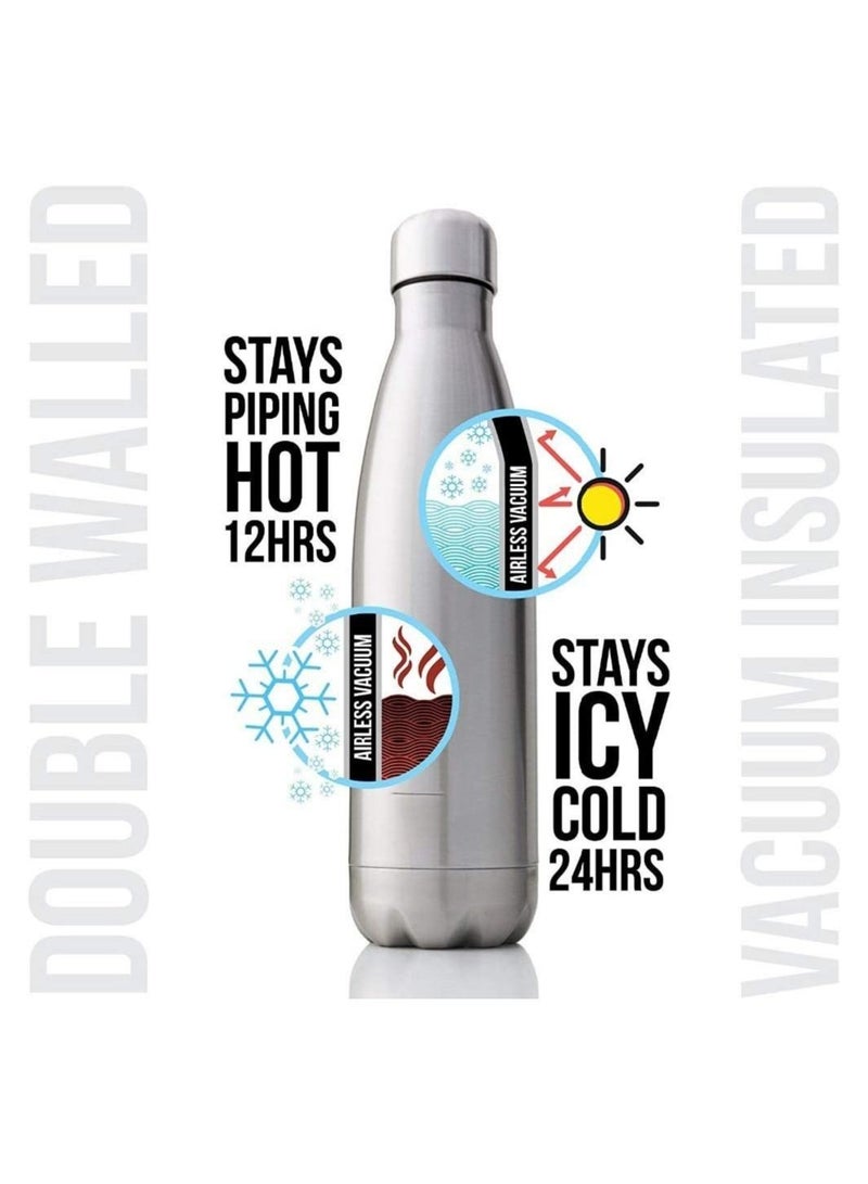 Nessan زجاجة ماء رياضية نيسان 500 مل زجاجة ماء معزولة فراغياً من الفولاذ المقاوم للصدأ زجاجة ماء مقاومة للتسرب بشكل مزدوج الجدار على شكل زجاجة كولا، تحافظ على المشروبات ساخنة وباردة - أبيض - Image 5