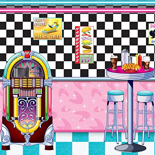 Beistle Plastic 50’s Theme Photography Backdrop Retro 1950’s Rock and Roll Photo Booth Background Soda Shop Diner Sock Hop Party Decorations, 4' x 30', Multicolored - Image 4