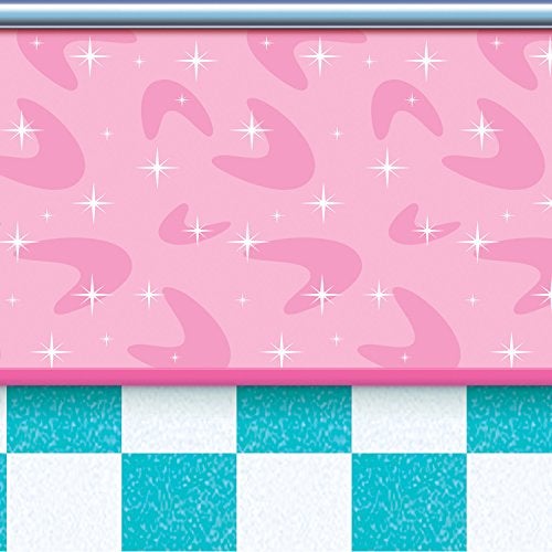 Beistle Plastic 50’s Theme Photography Backdrop Retro 1950’s Rock and Roll Photo Booth Background Soda Shop Diner Sock Hop Party Decorations, 4' x 30', Multicolored - Image 5