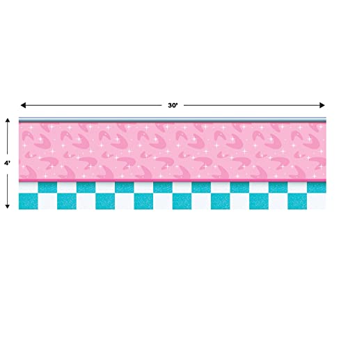 Beistle Plastic 50’s Theme Photography Backdrop Retro 1950’s Rock and Roll Photo Booth Background Soda Shop Diner Sock Hop Party Decorations, 4' x 30', Multicolored - Image 2
