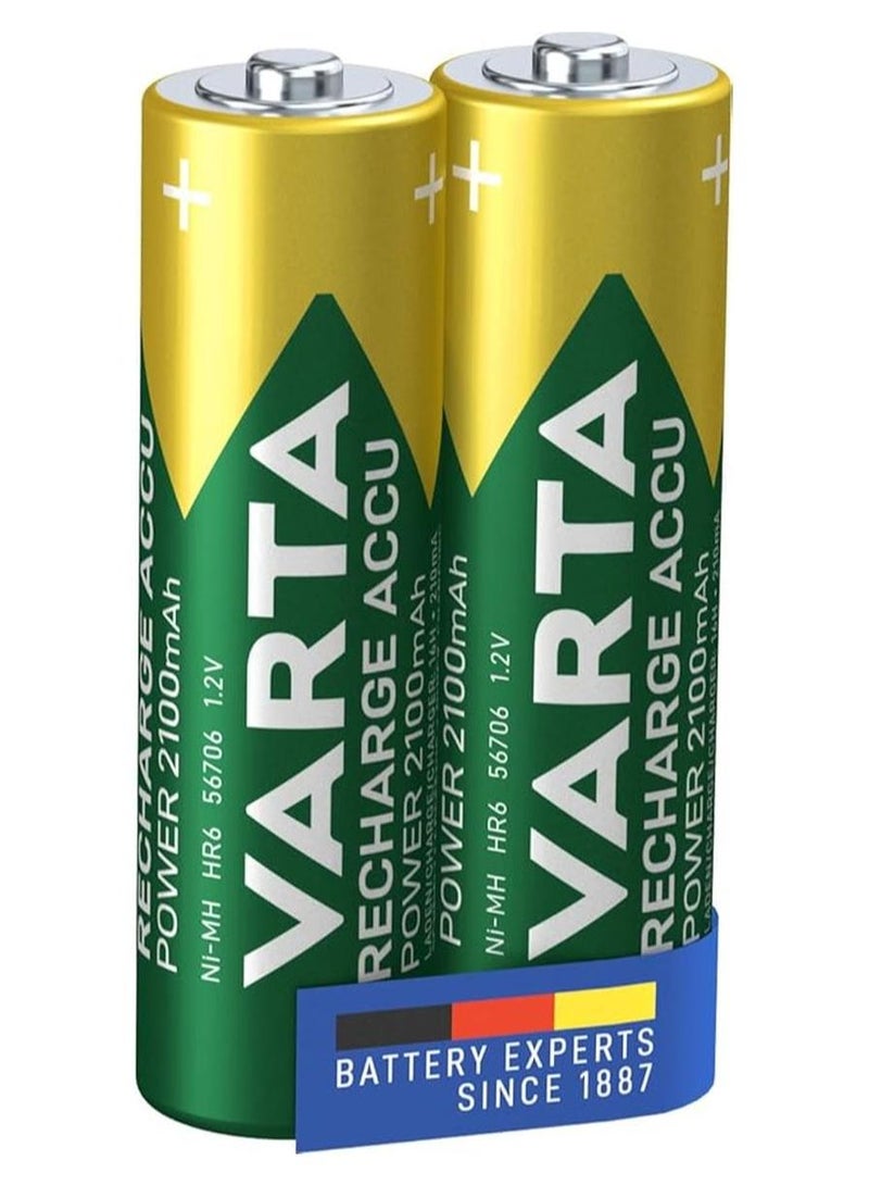 فارتا بطارية قابلة لإعادة الشحن من Accu Solar AA Micro Ni-Mh (عبوة واحدة من بطاريتين، 2100 مللي أمبير في الساعة) - Image 1