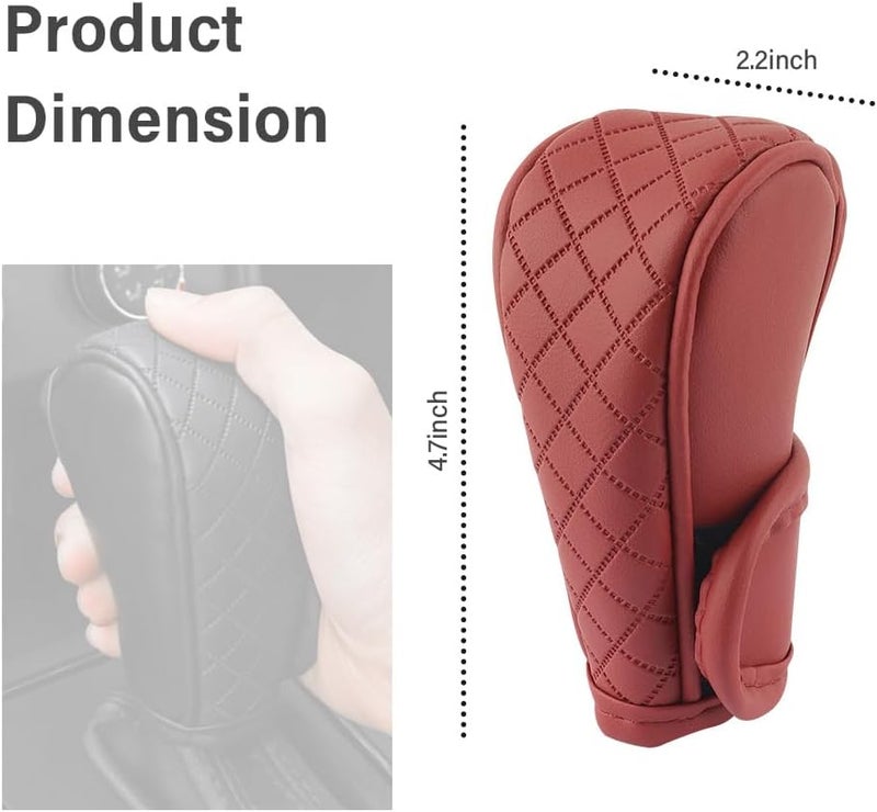 Stacool Burgundy Leather Gear Shift Cover with Diamond Design - Image 2