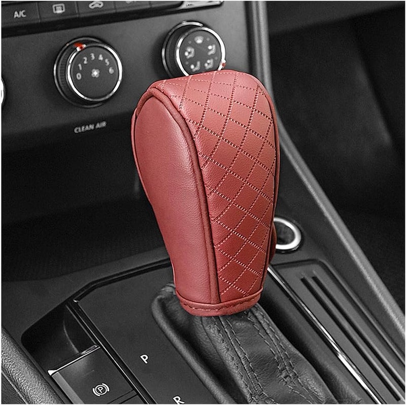 Stacool Burgundy Leather Gear Shift Cover with Diamond Design - Image 1