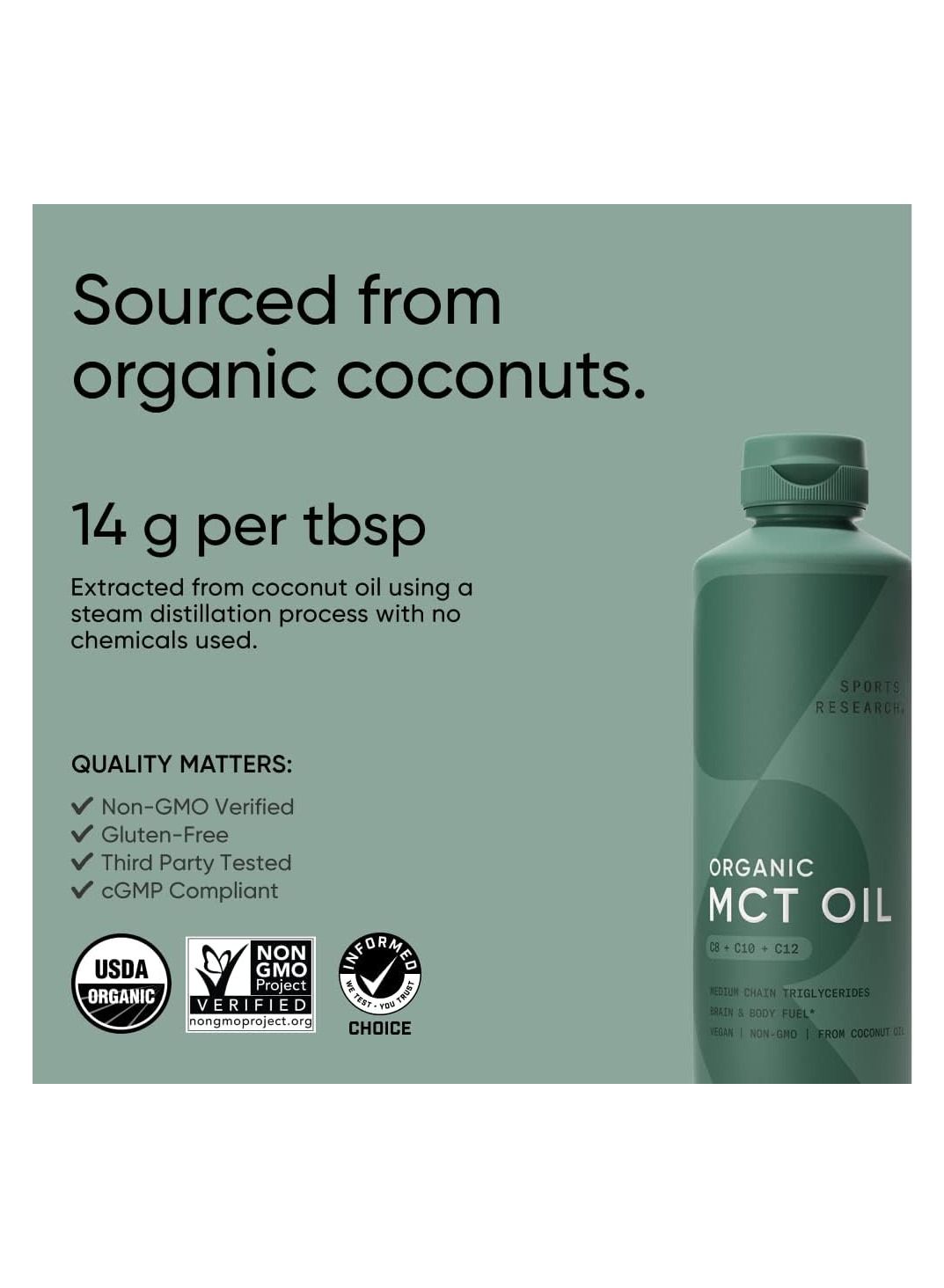 Sports Research Unflavored MCT Oil 16oz