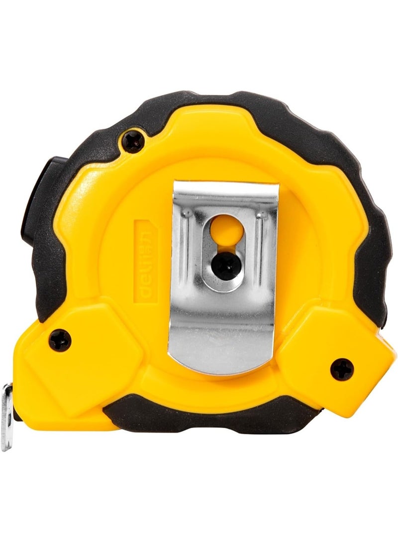 Deli DL3797Y Self-Locking Measuring Tape 5m x 25mm - Wide Blade Professional Tape Measure with Automatic Lock - Durable ABS Case - Image 2