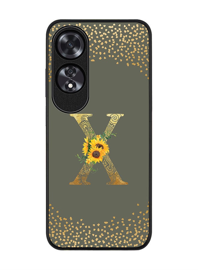 Stylizedd Rugged Black edge case for Oppo A60, Slim fit Case Flexible Cover - Custom Monogram Initial Letter Floral Pattern Alphabet - X (Olive Green ) - Image 1
