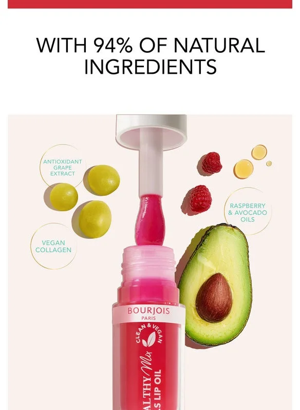 BOURJOIS PARIS Healthy Mix Clean S.O.S Lip Oil - 03 - Straw’Bisous, 4.5ml