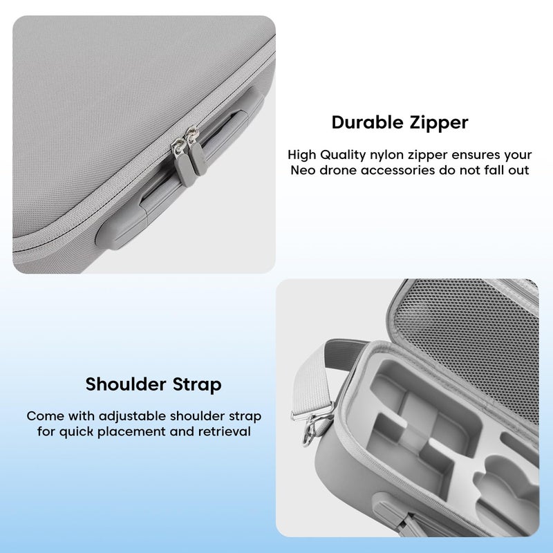 Sounce Hard Shell Carrying Case for Neo Drone – Premium PU Travel Storage Bag Compatible with Neo Drone, RC-N3 Remote Controller, Neo Intelligent Flight Batteries, Grey - Image 2