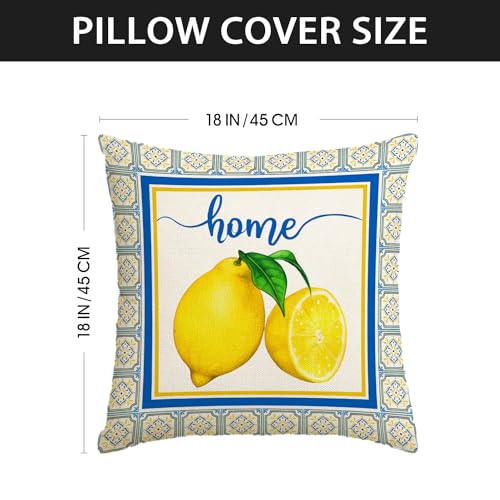 Yarcooly Italian Lemon Pillow Cases - Blue & Cyan Burlap Artifical Fruit Farmhouse Decorations for Spring/Summer Life & Party - Image 5