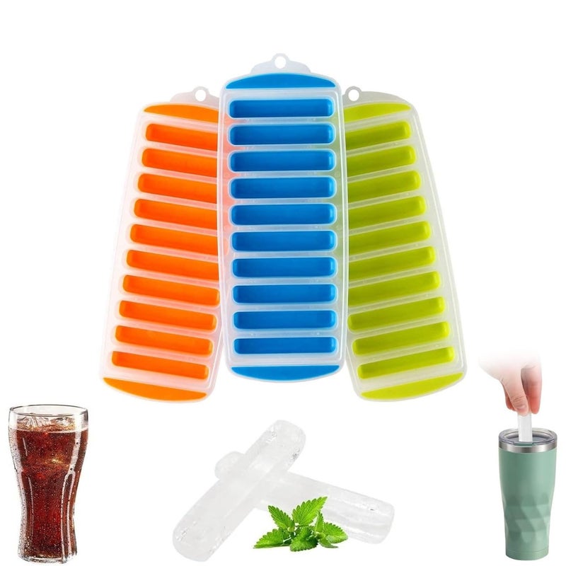Stick Ice Cube Trays with lid Long Stick ice Cubes for Water Bottles Silicone ice Cube Trays for Making 9 ice Stick a time 3Pack  - Image 1