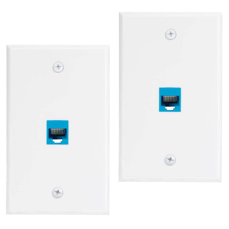 Ethernet Wall Plate Outlet 2Pack Cat6 Ethernet Wall Jack 1 Port Female to Female High Speed for Living Room Bedroom Office
