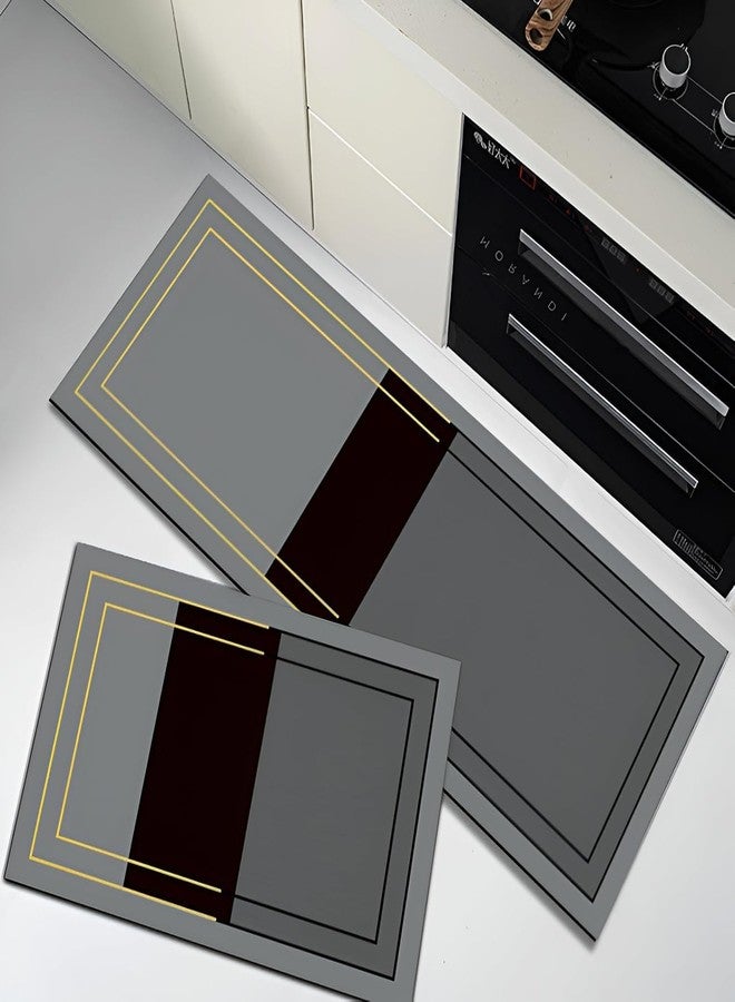 proxin Rubber Kitchen Mats for Floor Set of 2 Pcs | Non-Skid, Soft Absorbent Rugs for Kitchen, Laundry, and Hallway | 118x38cm, 38x58cm (Color 1) - Image 3