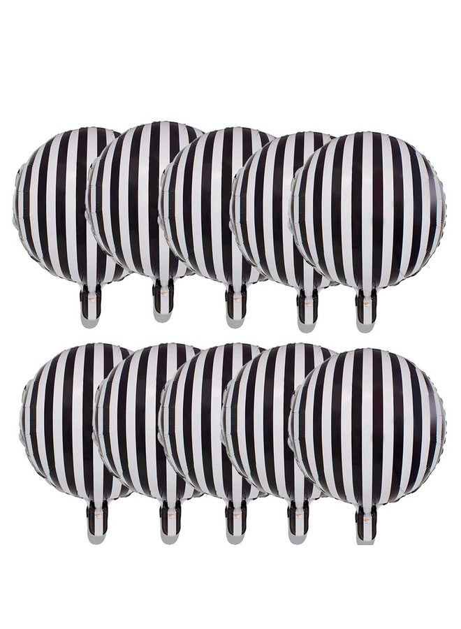 RS 10 Pcs Black And White Striped Aluminum Balloons Decoration Foil Mylar Balloons For Birthday Party Baby Shower Halloween Ceremonies Holiday Parties Decoration Supplies - Image 2