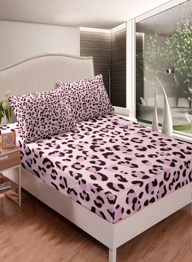 Feelyou Pink Leopard Print Sheet Set Full Size Kids Cheetah Bed Sheets Set for Boys Girls Teens Animal Print Sheets with Deep Pocket Fitted Sheet Breathable Safari Bedding Set Room Decor Bed Set - Image 2