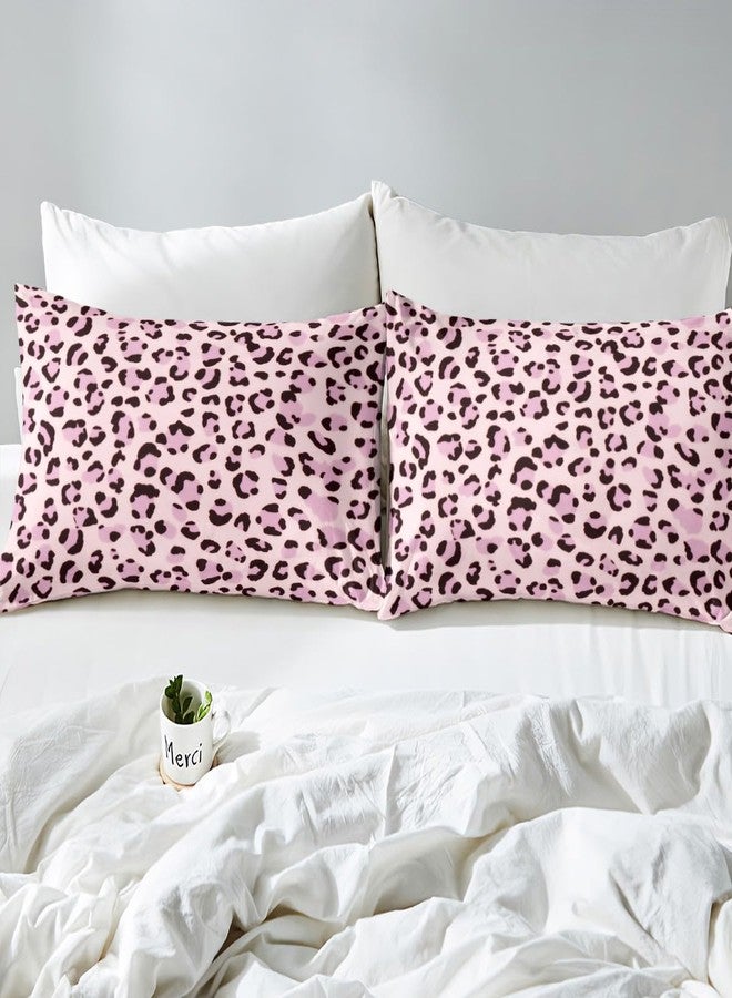 Feelyou Pink Leopard Print Sheet Set Full Size Kids Cheetah Bed Sheets Set for Boys Girls Teens Animal Print Sheets with Deep Pocket Fitted Sheet Breathable Safari Bedding Set Room Decor Bed Set - Image 5