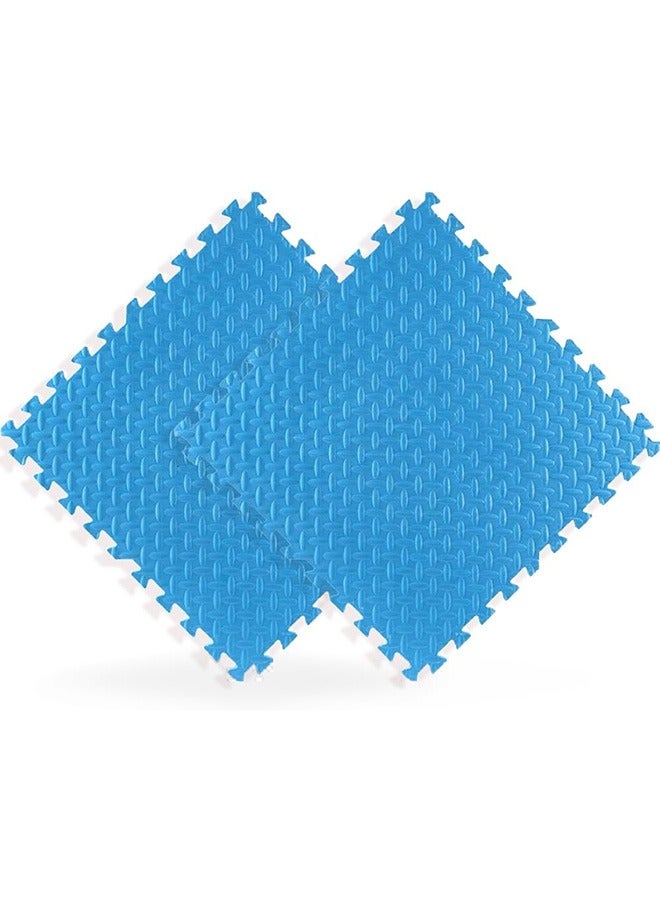 JCB CHIC حصير إسفنج EVA 2 قطعة 60 سم × 60 سم × 2.5 سم سجادة لعب أطفال إسفنجية ناعمة للتمرين المنزلي للأطفال، سجادة تمرين الزحف للأطفال، بلاط أرضيات المرآب لياقة بدنية داخلي خارجي (أزرق) - Image 1