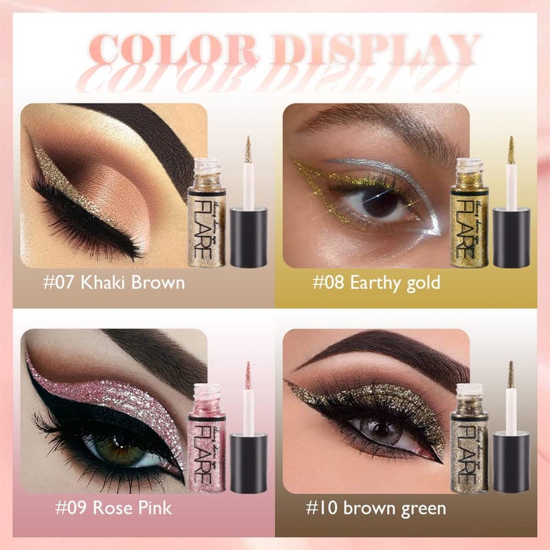 SUAKE 10Pcs Colorful Liquid Glitter Eyeshadow & Eyeliner Sticks Kit – Korean Shimmer Metallic Eye Makeup, Quick-Drying & Waterproof - Image 5
