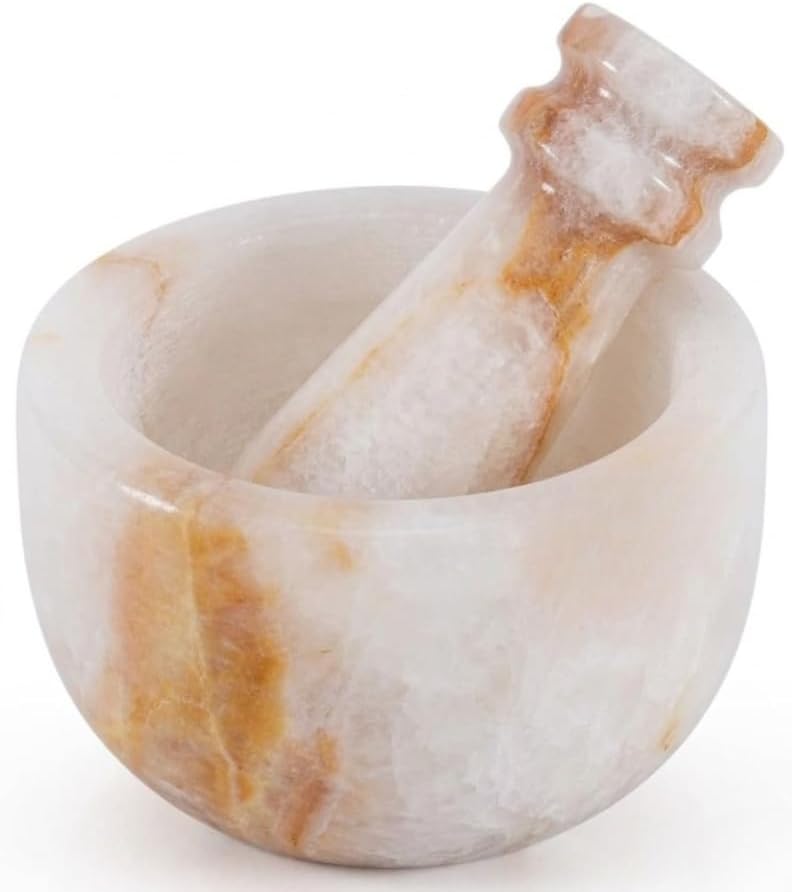 MARBLE RANGE Handmade White Onyx Marble Mortar and Pestle Set 3 Inch | Stone Spice Grinder Kitchen Cooking Tool | ideal for grinding spices for cooking, preparing herbal remedies, or crushing pills - Image 1