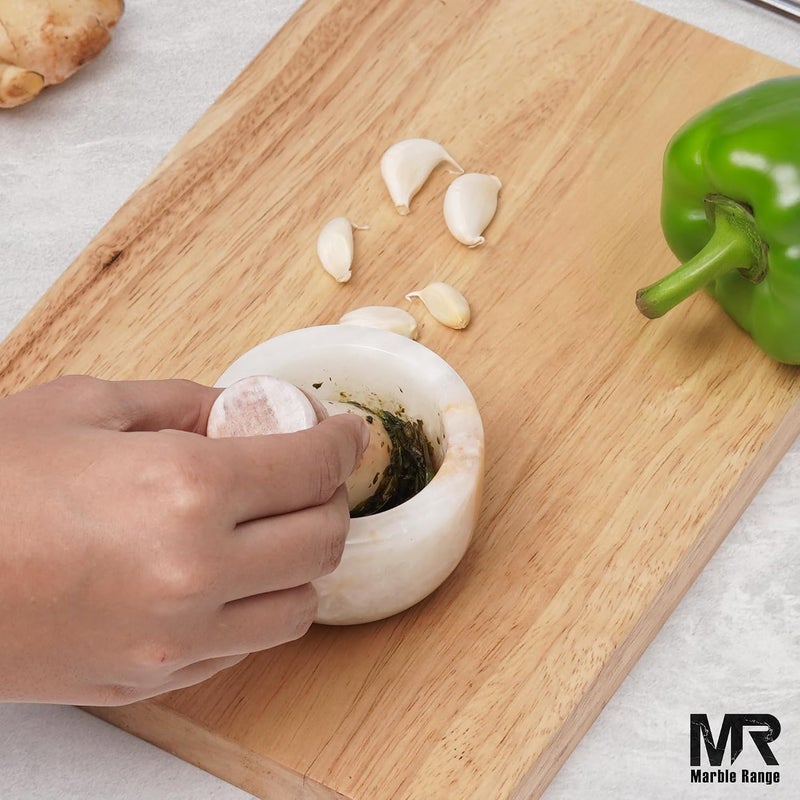 MARBLE RANGE Handmade White Onyx Marble Mortar and Pestle Set 3 Inch | Stone Spice Grinder Kitchen Cooking Tool | ideal for grinding spices for cooking, preparing herbal remedies, or crushing pills - Image 4