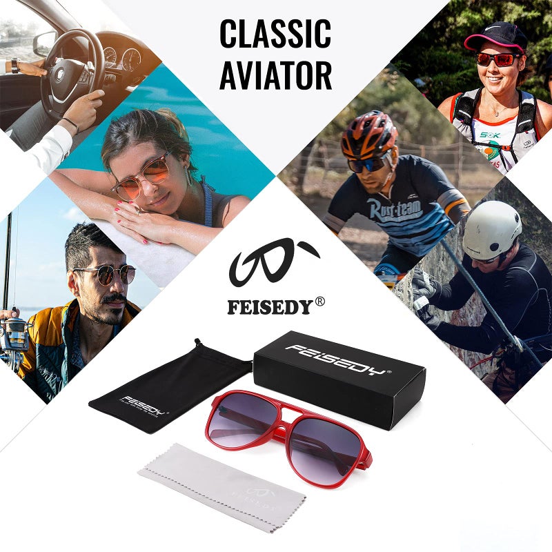 FEISEDY FEISEDY Vintage Retro 70s Plastic Aviator Sunglasses Women Men Classic Large Squared Frame B2751  - Image 4