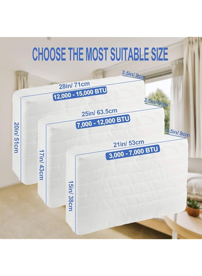 إيروريكس غطاء مكيف الهواء الداخلي المقاوم للغبار لمكيف الهواء النافذة غطاء قطني مع حزام مطاطي غطاء عازل مقاوم للغبار والماء لمكيف الهواء الداخلي 21X15X3.5 بوصة - Image 2