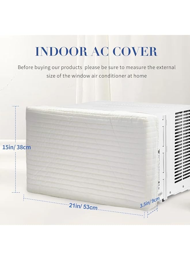 إيروريكس غطاء مكيف الهواء الداخلي المقاوم للغبار لمكيف الهواء النافذة غطاء قطني مع حزام مطاطي غطاء عازل مقاوم للغبار والماء لمكيف الهواء الداخلي 21X15X3.5 بوصة - Image 3
