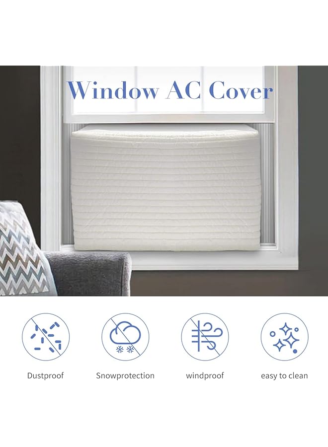 إيروريكس غطاء مكيف الهواء الداخلي المقاوم للغبار لمكيف الهواء النافذة غطاء قطني مع حزام مطاطي غطاء عازل مقاوم للغبار والماء لمكيف الهواء الداخلي 21X15X3.5 بوصة - Image 5