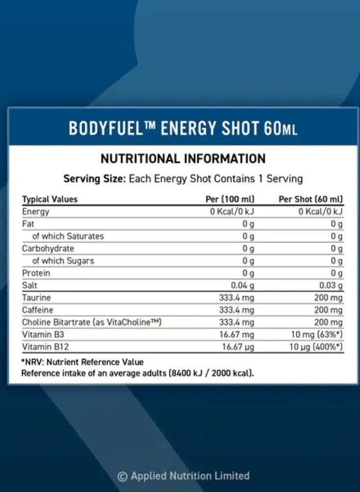 Applied Nutrition Body Fuel Energy Shot Orange flavor 60ml - Image 3