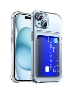 ماركة غير محددة iPhone 13 6.1-Inch Case Clear Card Holder Back Wallet Crystal Transparent Soft TPU Shockproof Bumper Corner Drop Protection Phone Case Cover With Camera Lens Protection - Transparent  - Image 1