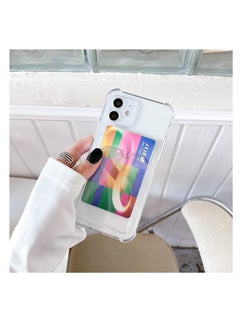 ماركة غير محددة iPhone 13 6.1-Inch Case Clear Card Holder Back Wallet Crystal Transparent Soft TPU Shockproof Bumper Corner Drop Protection Phone Case Cover With Camera Lens Protection - Transparent  - Image 2