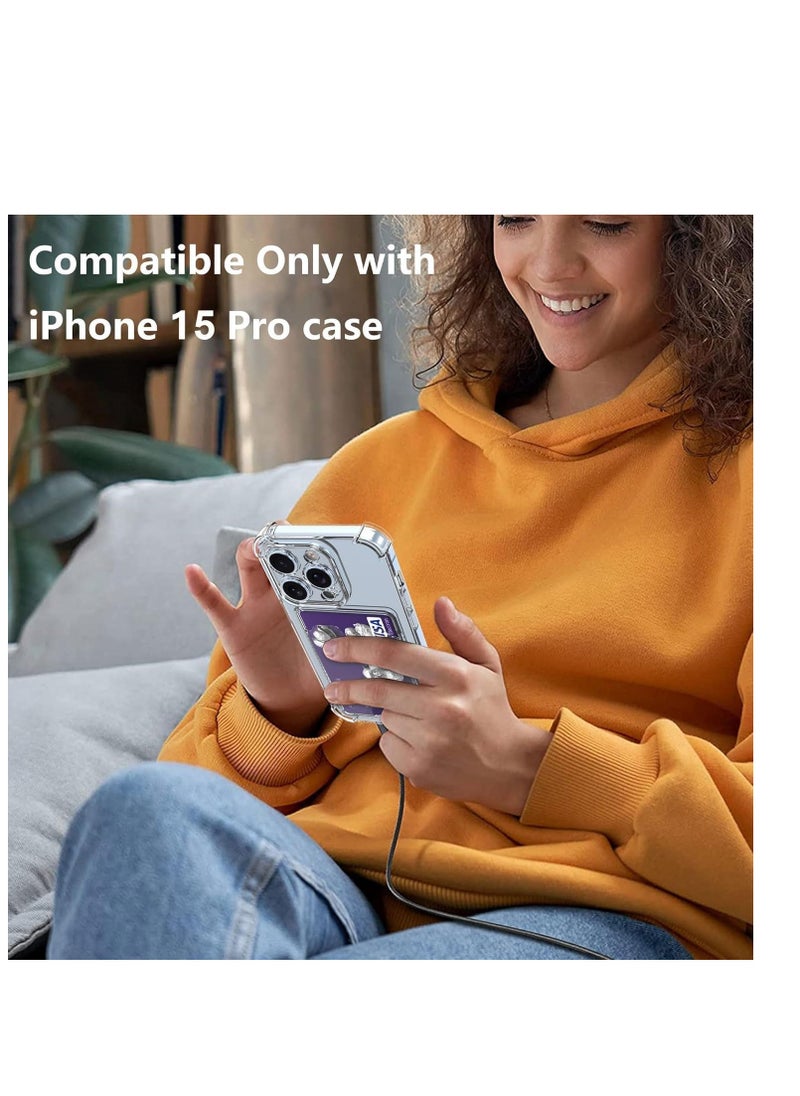 ماركة غير محددة iPhone 13 6.1-Inch Case Clear Card Holder Back Wallet Crystal Transparent Soft TPU Shockproof Bumper Corner Drop Protection Phone Case Cover With Camera Lens Protection - Transparent  - Image 3
