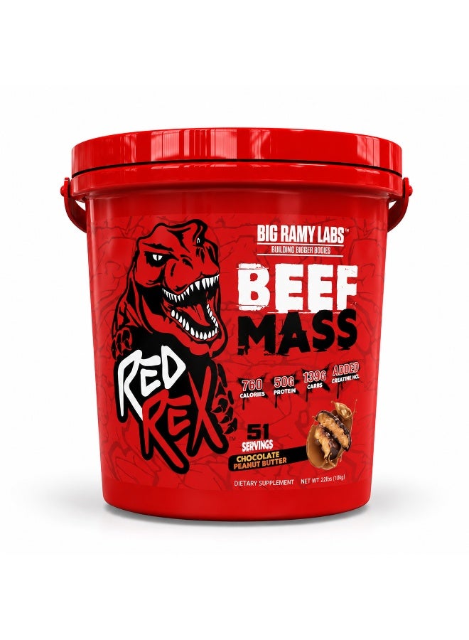 RED REX Beef Mass Gainer Powder - Chocolate Peanut Butter Flavor - 22lb (9.97kg) - for Muscle Growth & Recovery - Image 1