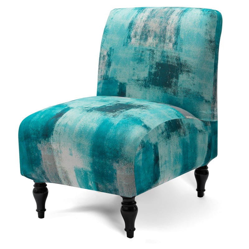 Iauddy Armless Accent Slipper Chair Cover Slipcover,Stretch Spandex Jacquard Fabric Small Checks,Non-Slip Sofa Couch Cover Furniture Protector (Turquoise, 1) - Image 1