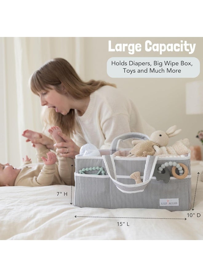 Lily Miles Lily Miles Baby Nappy Caddy - Large Organiser Tote Bag for Infant Girls - Baby Shower Gifts - Nursery Must Haves - Registry Favourites - Collapsible Newborn Caddie Car Travel  - Image 4