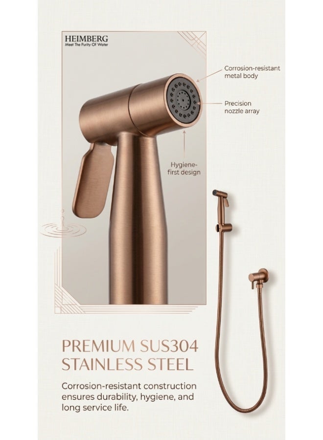 Heimberg Aqua Stainless Steel Shattaf Bidet Spray Set with Hose, Angle Valve & Wall Holder – Bathroom Hand Sprayer - Image 5