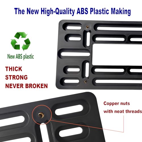 Aootf Front License Plate Bracket- Universal Bumper Mounting Kit, Car Tag Holder Adapter & Black Aluminum Plate Cover, Anti-Theft Lock Screw Bolt Caps, For US Vehicle Trailer Truck - Image 3