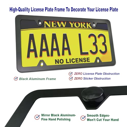 Aootf Front License Plate Bracket- Universal Bumper Mounting Kit, Car Tag Holder Adapter & Black Aluminum Plate Cover, Anti-Theft Lock Screw Bolt Caps, For US Vehicle Trailer Truck - Image 4