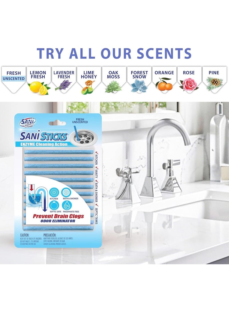 ساني ستيكس منظف ​​ومزيل للروائح من المصارف، 24 قطعة، منظف أنابيب إنزيمي غير معطر يزيل الروائح ويمنع انسداد المصارف، آمن للاستخدام في الأحواض ومصارف أحواض الاستحمام وخزانات الصرف الصحي - Image 2