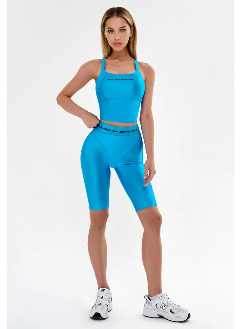 Bona Fide Juicy Sky Blue Juicy Sky High Waist Gym Shorts for Women for Women | Best Price UAE