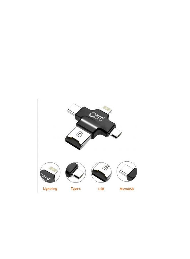 4 in 1 Multi Card Reader Adapter Mini USB OTG to USB 2.0 USB C Lightning and Micro SD Card Reader Universal Portable for iPhone/iPad/Android Smartphones and More - Image 2