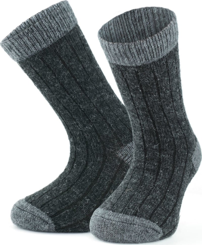 Gowith Natural Alpaca Wool Anthracite Gray Soft Wool Winter Girls Socks 2 Pairs  - Image 3