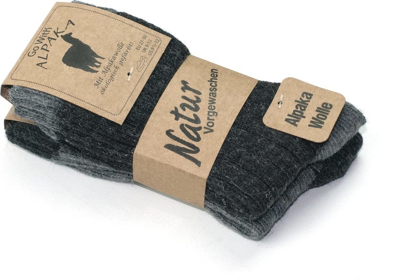 Gowith Natural Alpaca Wool Anthracite Gray Soft Wool Winter Girls Socks 2 Pairs  - Image 4