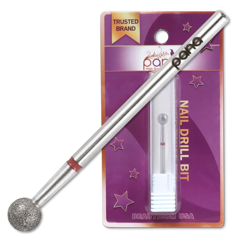 PANA 3/32" Diamond Carbide Ball Bit- Style 06, Fine Grit - Professional Cuticle Nail Drill Bits for Acrylic Gel Nails Dry Manicure Pedicure Shape Remove Tools - Image 1