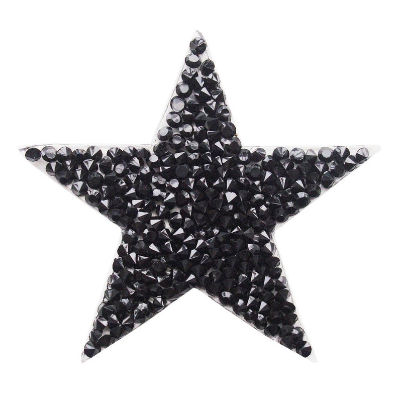 5Afashion 5 pcs Black Star Patches with Rhinestone Embroidered Iron On Patch for Clothing Sticker Badge Paste for Clothes Bag Pants Cellphone - Image 5
