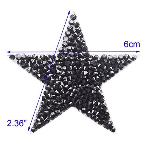 5Afashion 5 pcs Black Star Patches with Rhinestone Embroidered Iron On Patch for Clothing Sticker Badge Paste for Clothes Bag Pants Cellphone - Image 2