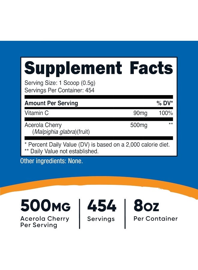 Nutricost Natural Vitamin C - Acerola Cherry Powder 0.5 LB - Gluten Free & Non-GMO - Image 2