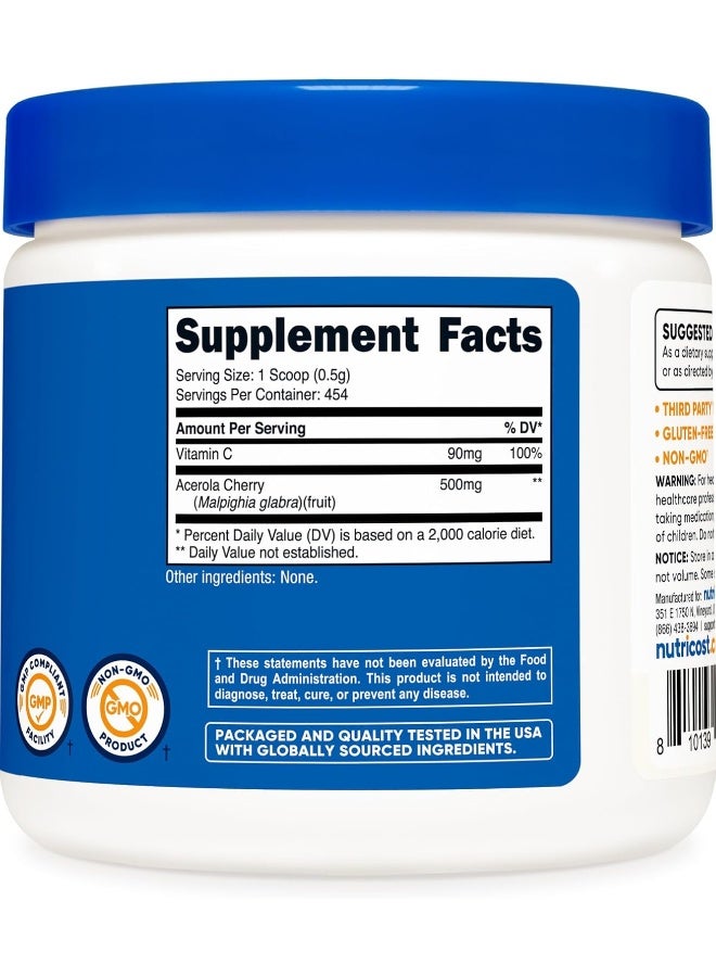 Nutricost Natural Vitamin C - Acerola Cherry Powder 0.5 LB - Gluten Free & Non-GMO - Image 5