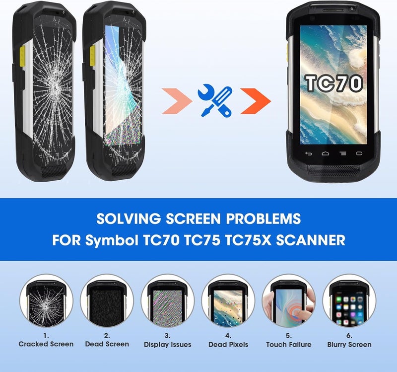 استبدال شاشة LCD مع مستشعر اللمس الرقمي لجهاز Symbol TC70 TC75 TC75X الماسح الضوئي للباركود المحمول (إصدار أندرويد)، حساس عالي الدقة (لـ Symbol TC70) - Image 3