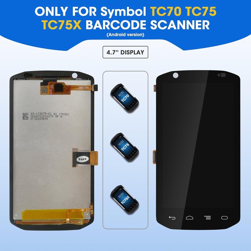 استبدال شاشة LCD مع مستشعر اللمس الرقمي لجهاز Symbol TC70 TC75 TC75X الماسح الضوئي للباركود المحمول (إصدار أندرويد)، حساس عالي الدقة (لـ Symbol TC70) - Image 2